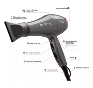 Mq Secador De Cabelo Profissional Pro Digital Íon Cor Gray 127/220V 2400w - Imagem 2
