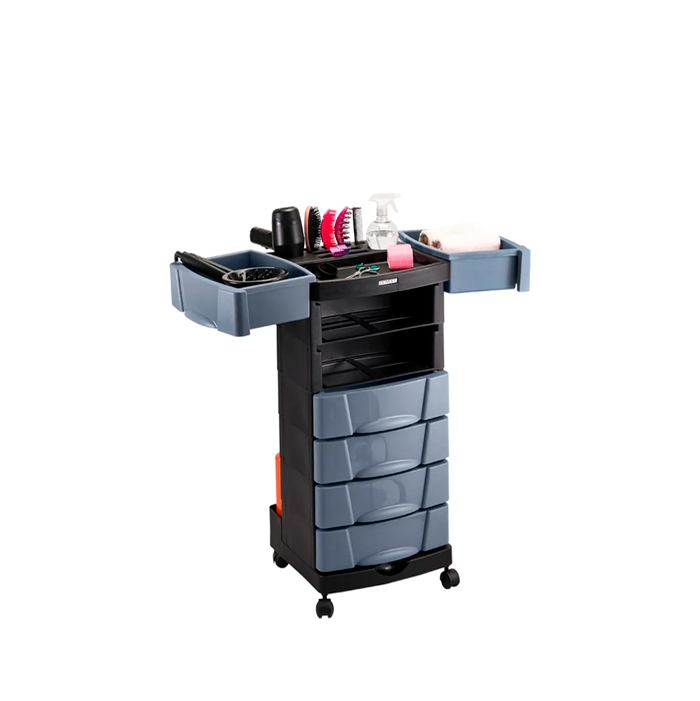 Carrinho Auxiliar Beauty – 6 Gavetas – Preto e Cinza