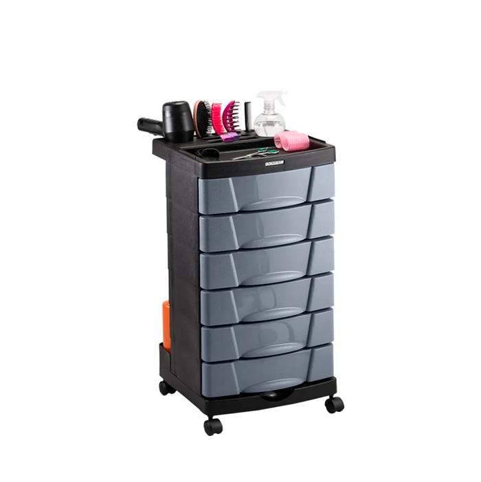 Carrinho Auxiliar Beauty – 6 Gavetas – Preto e Cinza - Imagem 2